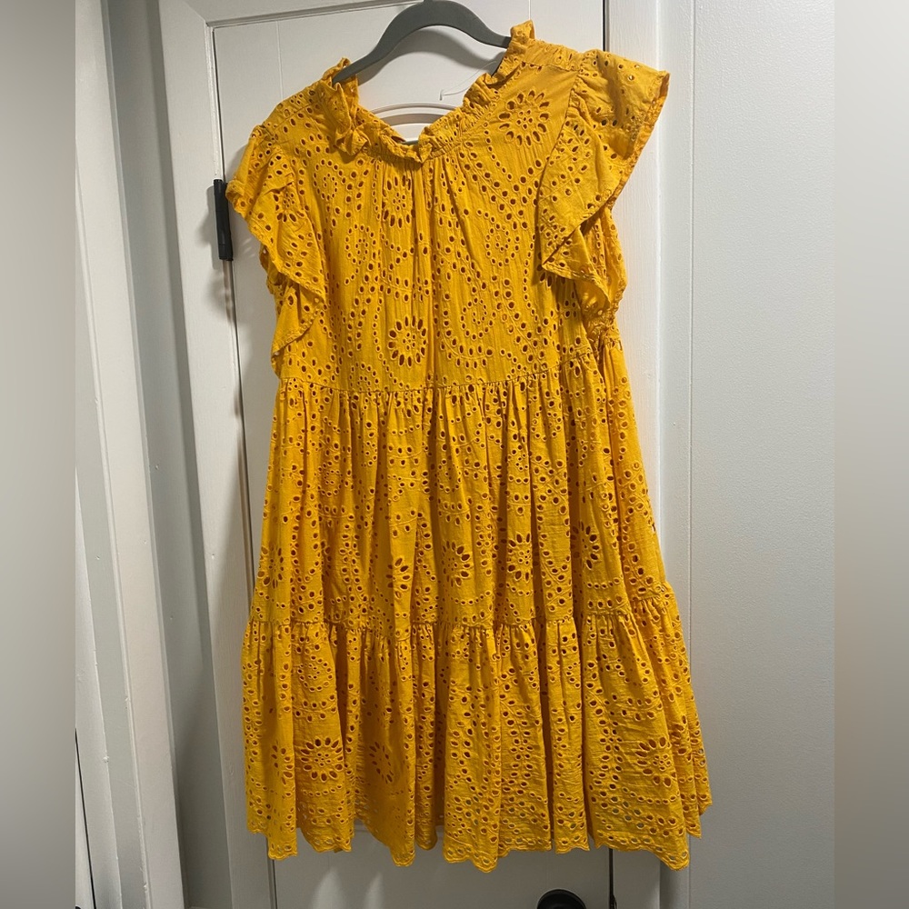 En Saison Mustard Eyelet Dress